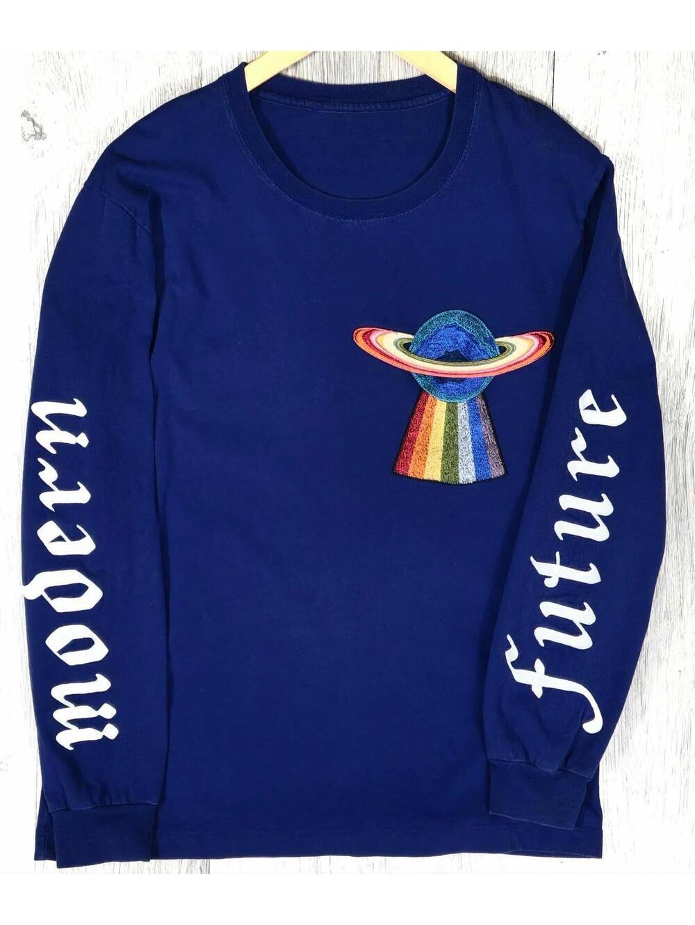 GUCCI Intarsia Blue UFO Sweater Modern Future (Size:M)